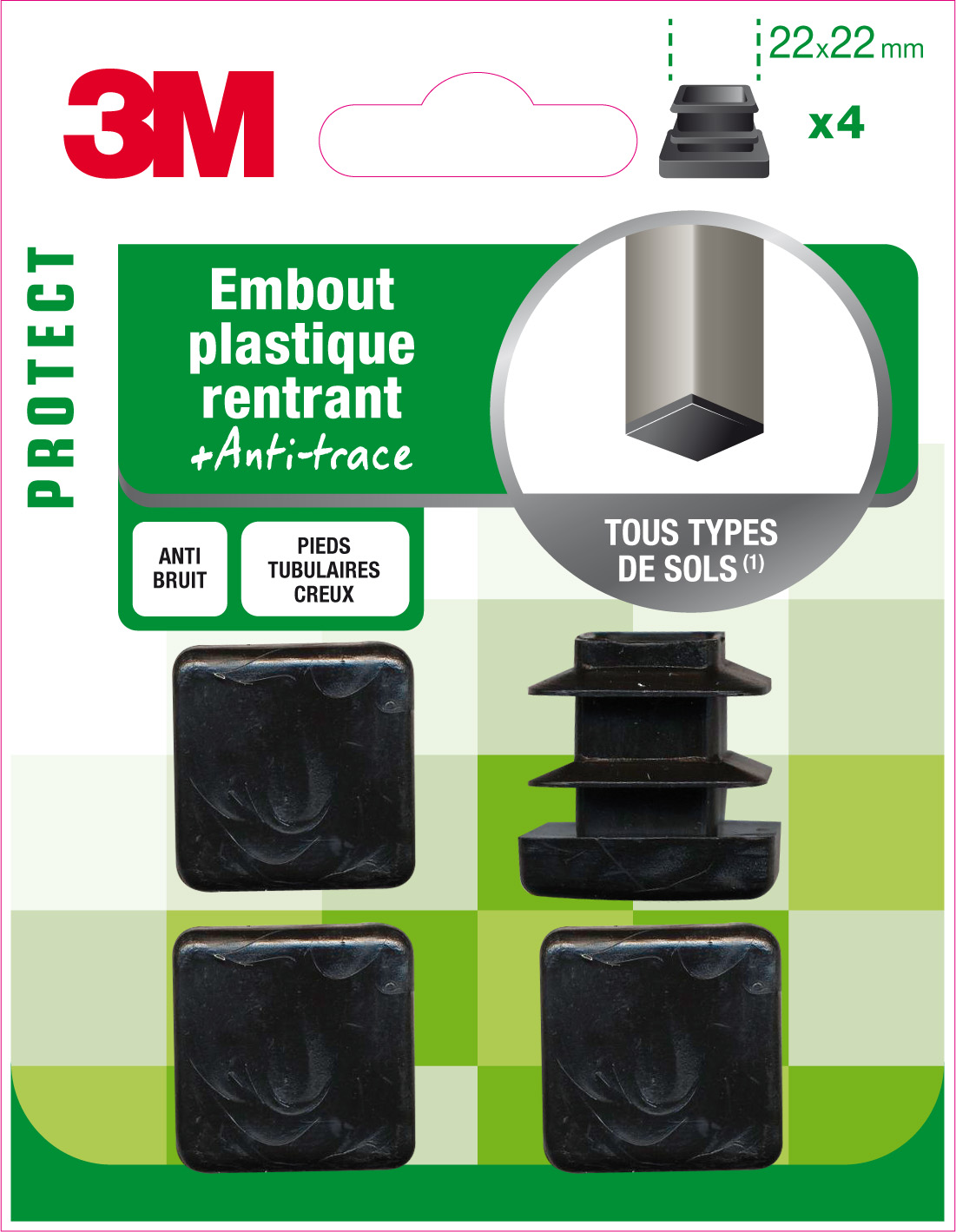 Embout plastique carré 22x22mm - 3M